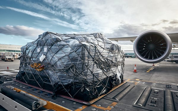 Loading of cargo container at the airport