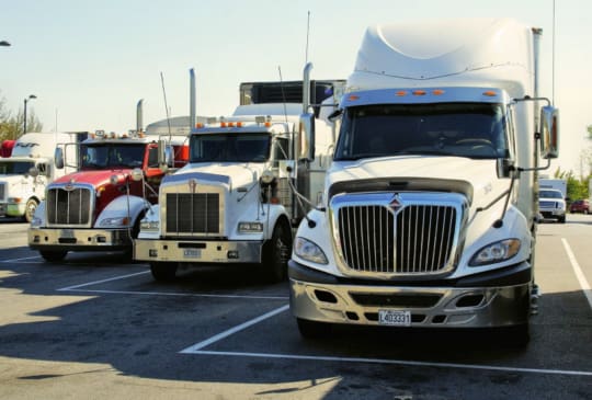 trucks in parking lot